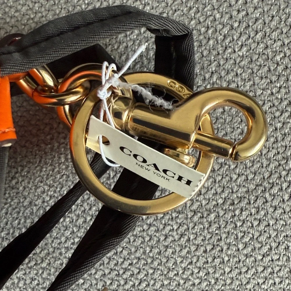 New Coach Mini Court Backpack Bag Charm In Signature Canvas Brown and Orange